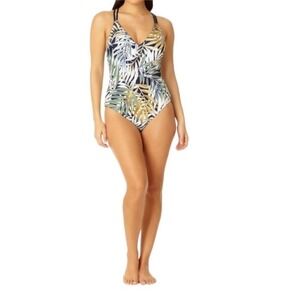 Hurley Women's One Piece Swimsuit Tropical Leaf Print Bathing Suit Beach Medium
